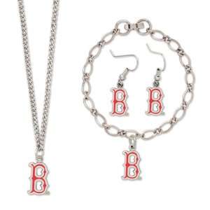  MLB Boston Red Sox Ladies Silvertone Jewelry Gift Set 