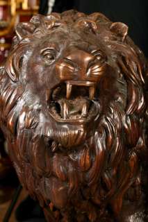 Pair Bronze Lifesize Lion Statues Gatekeeper  