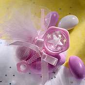 Pink Rattle Baby Shower Favor Charms 8ct