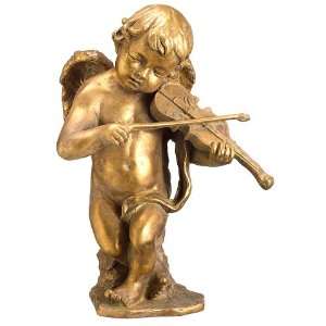  16 Cherub Playing Violin Gold Antique