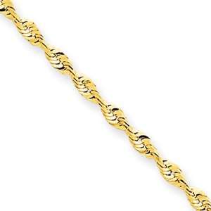   Yellow Gold 2.0mm Diamond Cut Extra Lite Rope Chain Anklet Jewelry