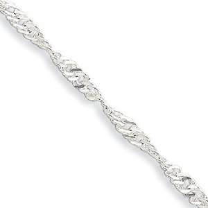  Silver Diamond Cut Polished Anklet   9 inch Jewelry