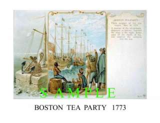 BOSTON TEA PARTY 1773 COLOR HISTORIC PAINTING PRINT(B)  