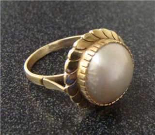 Antique 10k Yellow Gold Ladies Mabe Pearl Ring  