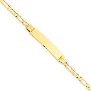  14k Gold 6 Figaro Link Child ID Bracelet Jewelry