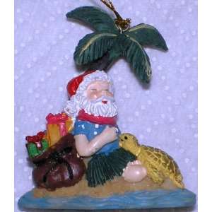 Hawaiian 3D Christmas Ornament Santa With Turtle