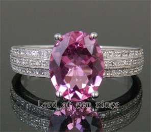   Tourmaline Pave .2ct VS Diamond 14K White Gold Engagement Ring Size7