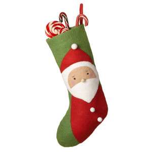   Style Wool Santa Face Stocking Green and Red ~ NEW Midwest FREE Ship