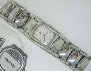 Ebel Womens Beluga Manchette Steel Diamond Dial Watch  