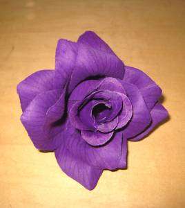 Deep Purple Rose Silk Flower Hair Clip Luau  