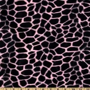  68 Wide Wavy Soft Fur Print Giraffe Pink Fabric By The 