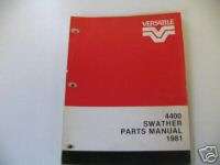 Versatile 4400 Swather Parts Manual 1981  