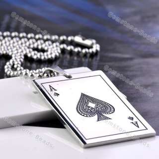 Stainless Steel Carved Poker Card Game Spade Ace Pendant Fashion 