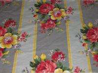   Yellow & Gray Stripe Vintage 30s Barkcloth Era Cotton Fabric Panel #2