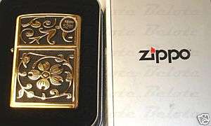 Zippo Gold Floral Flush Emblem Lighter Model 20903 NEW  