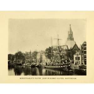   Netherlands Boat Port Art   Original Halftone Print