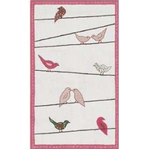The Rug Market Kids Mod Birds 11574 White and Brown and Magenta 