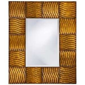   Gold Leaf Finish Wave Textured 33 High Wall Mirror