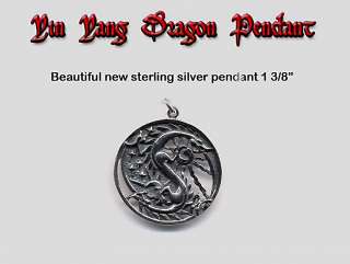 Sterling Silver YING & YANG DRAGON Pendant  