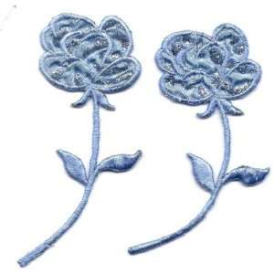   GET 1 OF SAME FREE Flowers/Blue & Silver Flowers (2) Iron On Applique