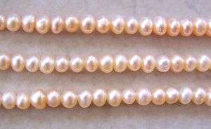    Strand Freshwater Pearls Peach Off Round/ Rondelle Beads 5mm  