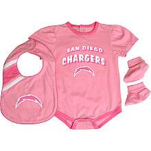 Reebok San Diego Chargers Newborn Creeper, Bib and Bootie Set   Pink 