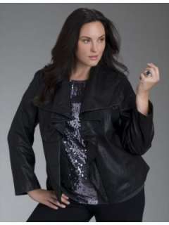 LANE BRYANT   Icon Collection ruffle leather jacket  