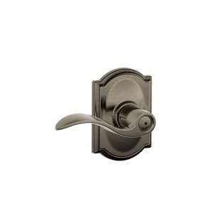   Pewter Privacy Accent Style Lever with Camelot Rose