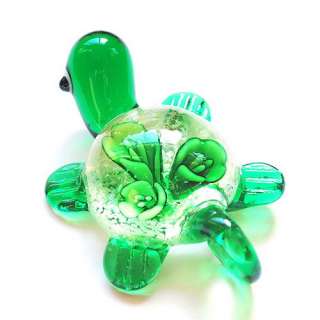 Lots 6pcs pendant Turtle Flowers Inside clear Murano Lampwork Glass 42 