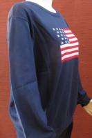   Time Sweater American Flag Patriotic Navy Blue Womens Size 1X  