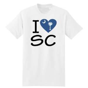  I Love (Heart) South Carolina Flag White T Shirt by BBG 