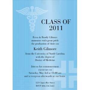  Caduceus   Light Blue Graduation Invitations Health 