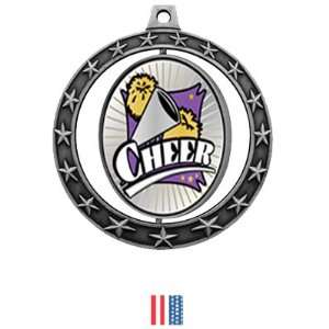  Xtreme Medals M 7701 SILVER MEDAL / FLAG RIBBON 2.75 SPINNER EXTREME 