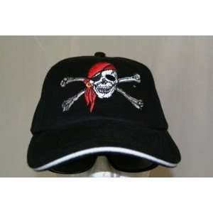 Jolly Roger Red Cap Black Baseball Cap 