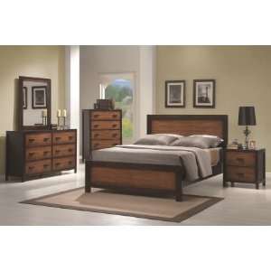   Coral 5 Pc Bedroom Set in Antique Oak and Cappuccino