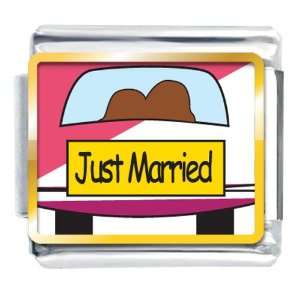  Just Married Couple Italian Charms Bracelet Link Pugster 