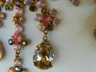 Vintage Huge Festoon Necklace satin glass Pink  
