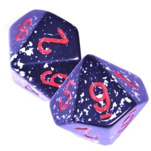  Set of 2 Speckled 10 sided Polyhedral Dice in Organza 