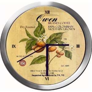  OWEN 14 Inch Coffee Metal Clock Quartz Movement Kitchen 