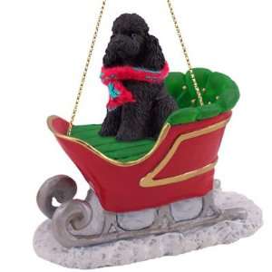 Poodle Black Sportcut Sleigh Christmas Ornament 