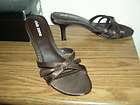 New Club Zone Brown Satin Slides Open Toe Heels Pumps Shoes Size 8.5