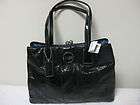 NWT COACH WHITE SIGNATURE STRIPE PATENT FRAMED CARRYALL BAG F15658 