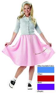 Women 50s Hop with Poodle Skirt Halloween Costume  