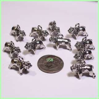 WHOLESALE (10) BULLDOG DOG BREED ~ Antique Pewter Charms (#141)  