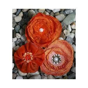  Floral Embellishments Fabric Flowers 3/Pkg Orange Arts 