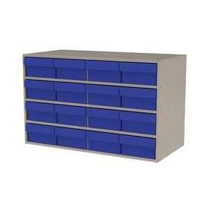  Cabinet,stackable,16 Blue Bin Drawers   AKRO MILS