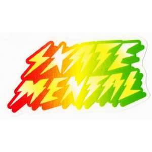  Skate Mental Rasta Skateboard Sticker in Red Gold & Green 