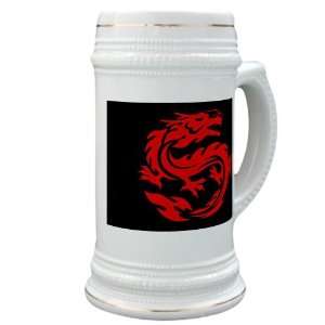    Stein (Glass Drink Mug Cup) Tribal Red Dragon 