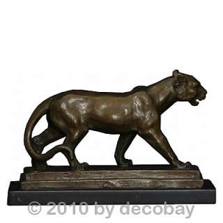 Dekofigur Jaguar Raubkatze Bronze Figur Statue Antik  