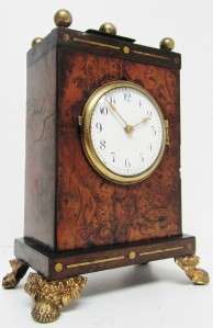   English burr walnut mantle clock sedan case French carriage clock 1810
